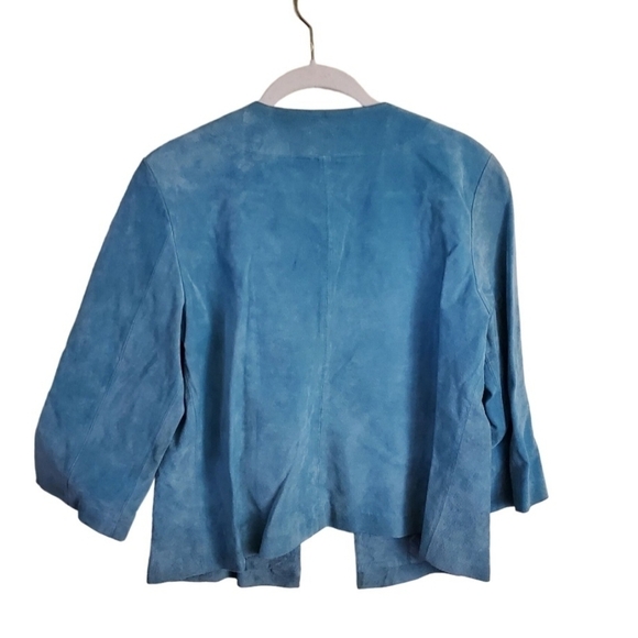 David Brooks Mint Green Suede Collarless Jacket Size S - Picture 2 of 5